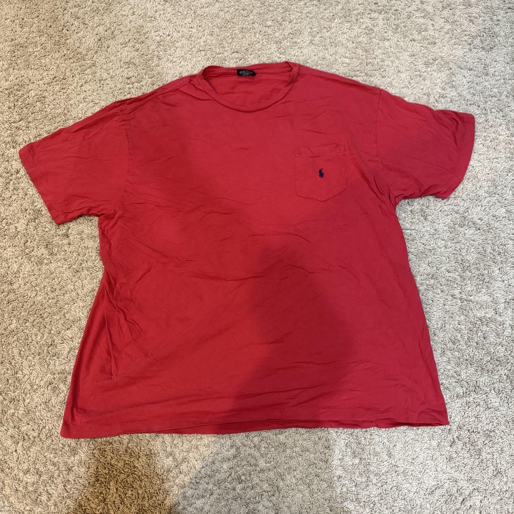 Polo Ralph Lauren Shirt Mens‎ XL Red Pocket Tee Pony Embroidered 100% Cotton